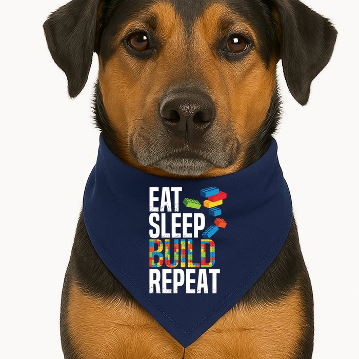 Eat Sleep Build Repeat Building Blocks Bricks Master Builder USA-Made Doggie Bandana