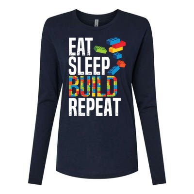 Eat Sleep Build Repeat Building Blocks Bricks Master Builder Womens Cotton Relaxed Long Sleeve T-Shirt