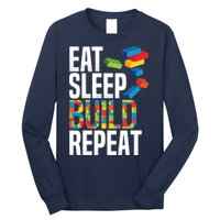 Eat Sleep Build Repeat Building Blocks Bricks Master Builder Long Sleeve Shirt