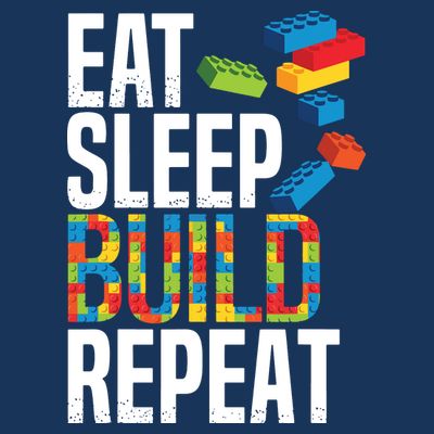 Eat Sleep Build Repeat Building Blocks Bricks Master Builder T-Shirt