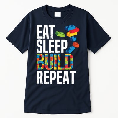 Eat Sleep Build Repeat Building Blocks Bricks Master Builder Tall T-Shirt