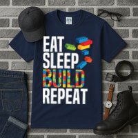 Eat Sleep Build Repeat Building Blocks Bricks Master Builder Tall T-Shirt