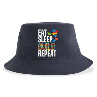 Eat Sleep Build Repeat Building Blocks Bricks Master Builder Sustainable Bucket Hat