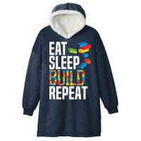 Eat Sleep Build Repeat Building Blocks Bricks Master Builder Hooded Wearable Blanket