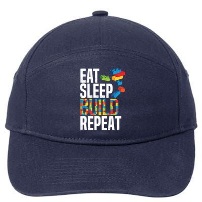 Eat Sleep Build Repeat Building Blocks Bricks Master Builder 7-Panel Snapback Hat
