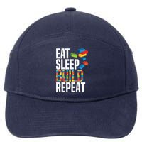 Eat Sleep Build Repeat Building Blocks Bricks Master Builder 7-Panel Snapback Hat