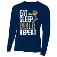 Eat Sleep Build Repeat Building Blocks Bricks Master Builder Cooling Performance Long Sleeve Crew