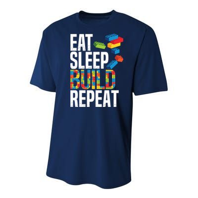 Eat Sleep Build Repeat Building Blocks Bricks Master Builder Youth Performance Sprint T-Shirt