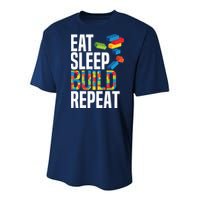 Eat Sleep Build Repeat Building Blocks Bricks Master Builder Youth Performance Sprint T-Shirt