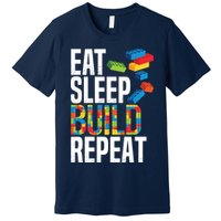 Eat Sleep Build Repeat Building Blocks Bricks Master Builder Premium T-Shirt
