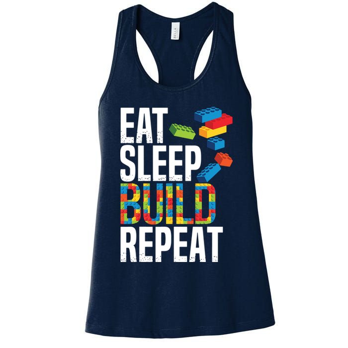 Eat Sleep Build Repeat Building Blocks Bricks Master Builder Womens Tank Top