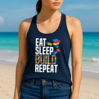 Eat Sleep Build Repeat Building Blocks Bricks Master Builder Womens Tank Top