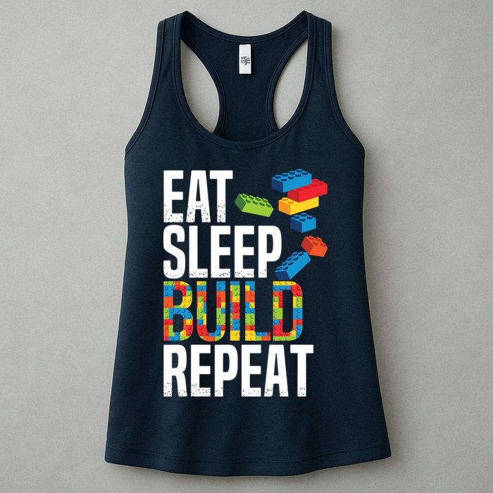 Eat Sleep Build Repeat Building Blocks Bricks Master Builder Womens Tank Top