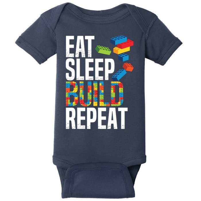 Eat Sleep Build Repeat Building Blocks Bricks Master Builder Baby Bodysuit