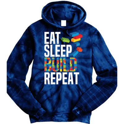 Eat Sleep Build Repeat Building Blocks Bricks Master Builder Tie Dye Hoodie