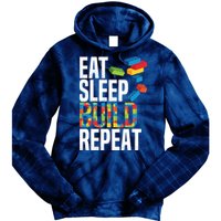 Eat Sleep Build Repeat Building Blocks Bricks Master Builder Tie Dye Hoodie
