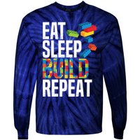 Eat Sleep Build Repeat Building Blocks Bricks Master Builder Tie-Dye Long Sleeve Shirt