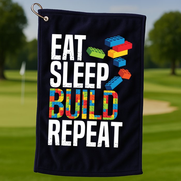 Eat Sleep Build Repeat Building Blocks Bricks Master Builder Golf Towel