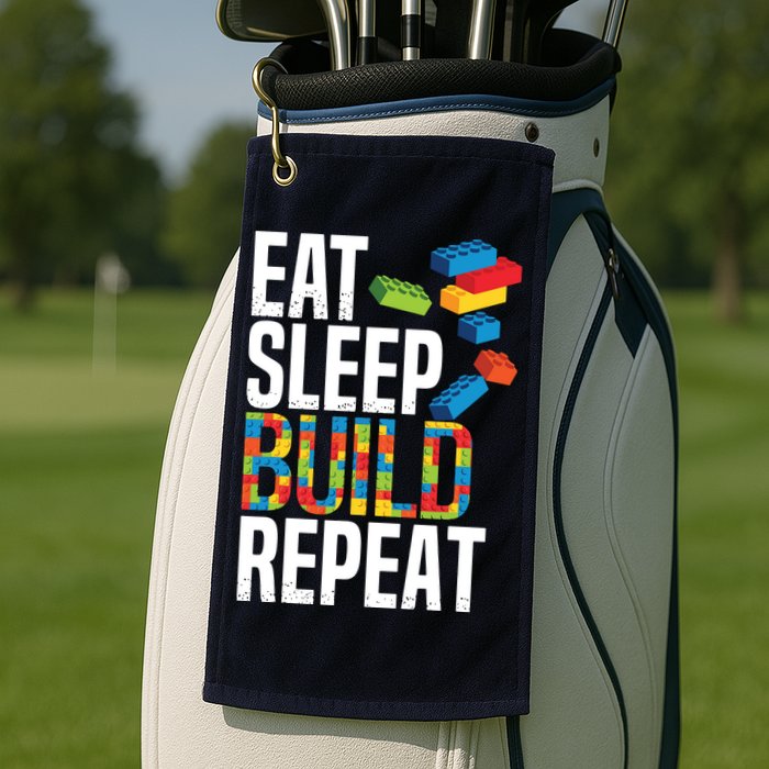 Eat Sleep Build Repeat Building Blocks Bricks Master Builder Golf Towel