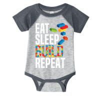 Eat Sleep Build Repeat Building Blocks Bricks Master Builder Infant Baby Jersey Bodysuit