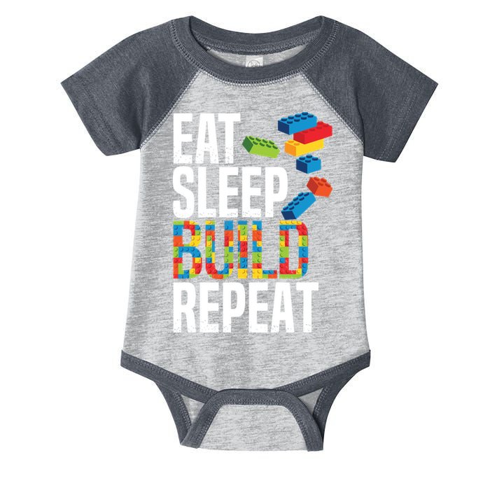 Eat Sleep Build Repeat Building Blocks Bricks Master Builder Infant Baby Jersey Bodysuit