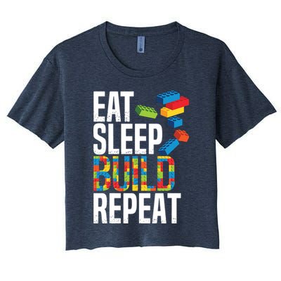 Eat Sleep Build Repeat Building Blocks Bricks Master Builder Crop Top