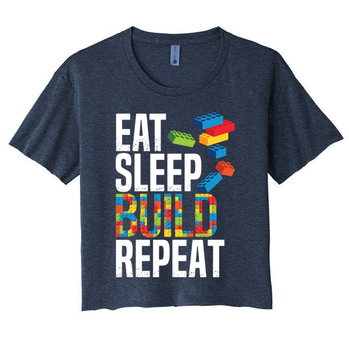 Eat Sleep Build Repeat Building Blocks Bricks Master Builder Crop Top