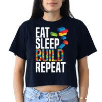 Eat Sleep Build Repeat Building Blocks Bricks Master Builder Crop Top