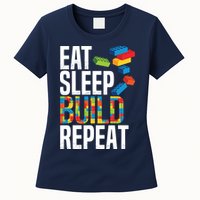 Eat Sleep Build Repeat Building Blocks Bricks Master Builder Womens T-Shirt