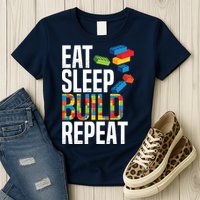 Eat Sleep Build Repeat Building Blocks Bricks Master Builder Womens T-Shirt