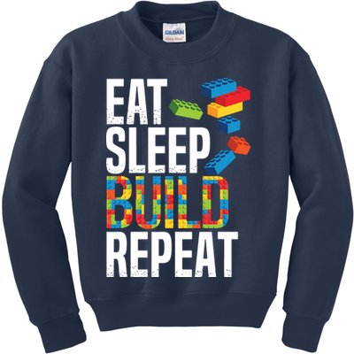 Eat Sleep Build Repeat Building Blocks Bricks Master Builder Kids Sweatshirt