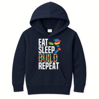 Eat Sleep Build Repeat Building Blocks Bricks Master Builder Kids Hoodie