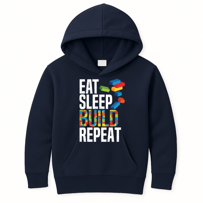 Eat Sleep Build Repeat Building Blocks Bricks Master Builder Kids Hoodie