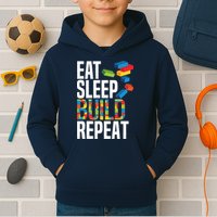 Eat Sleep Build Repeat Building Blocks Bricks Master Builder Kids Hoodie