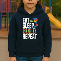 Eat Sleep Build Repeat Building Blocks Bricks Master Builder Kids Hoodie