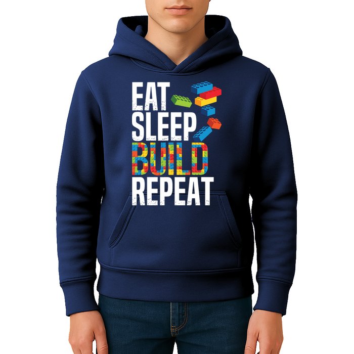 Eat Sleep Build Repeat Building Blocks Bricks Master Builder Kids Hoodie