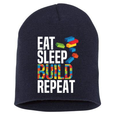 Eat Sleep Build Repeat Building Blocks Bricks Master Builder Short Acrylic Beanie