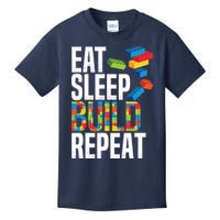 Eat Sleep Build Repeat Building Blocks Bricks Master Builder Kids T-Shirt