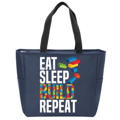 Eat Sleep Build Repeat Building Blocks Bricks Master Builder Zip Tote Bag