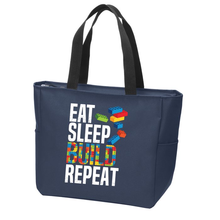 Eat Sleep Build Repeat Building Blocks Bricks Master Builder Zip Tote Bag