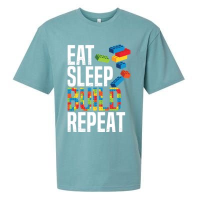 Eat Sleep Build Repeat Building Blocks Bricks Master Builder Sueded Cloud Jersey T-Shirt