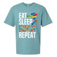 Eat Sleep Build Repeat Building Blocks Bricks Master Builder Sueded Cloud Jersey T-Shirt