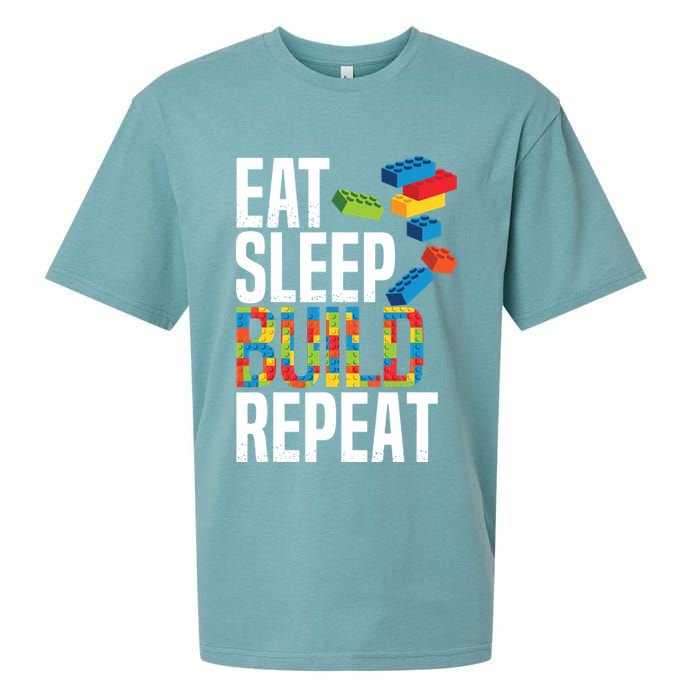 Eat Sleep Build Repeat Building Blocks Bricks Master Builder Sueded Cloud Jersey T-Shirt