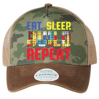 Eat Sleep Build Repeat Building Funny Builders Legacy Tie Dye Trucker Hat