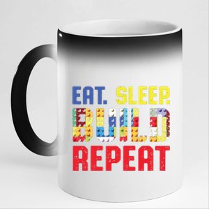 Eat Sleep Build Repeat Building Funny Builders 11oz Black Color Changing Mug