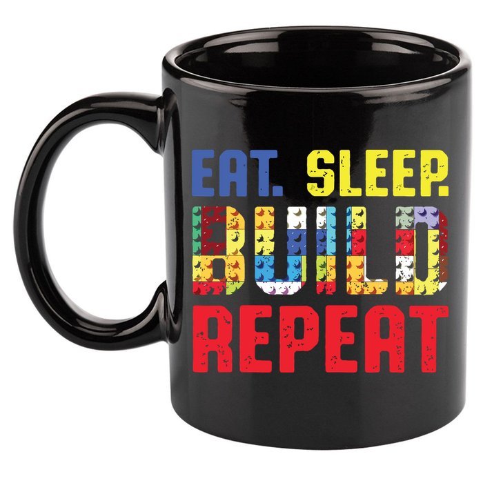 Eat Sleep Build Repeat Building Funny Builders 11oz C Handle Ceramic Mug