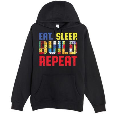 Eat Sleep Build Repeat Building Funny Builders Premium Pullover Hoodie