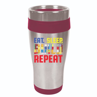 Eat Sleep Build Repeat Building Funny Builders 16oz Travel Tumbler