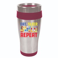 Eat Sleep Build Repeat Building Funny Builders 16oz Travel Tumbler