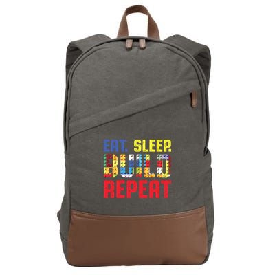 Eat Sleep Build Repeat Building Funny Builders Cotton Canvas Backpack